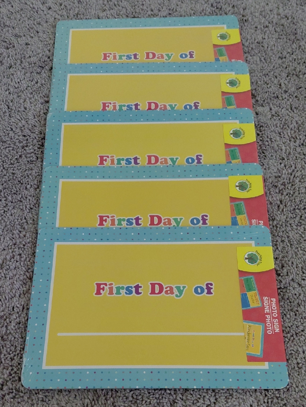 (5) First Day of School Photo Sign - Multicolor